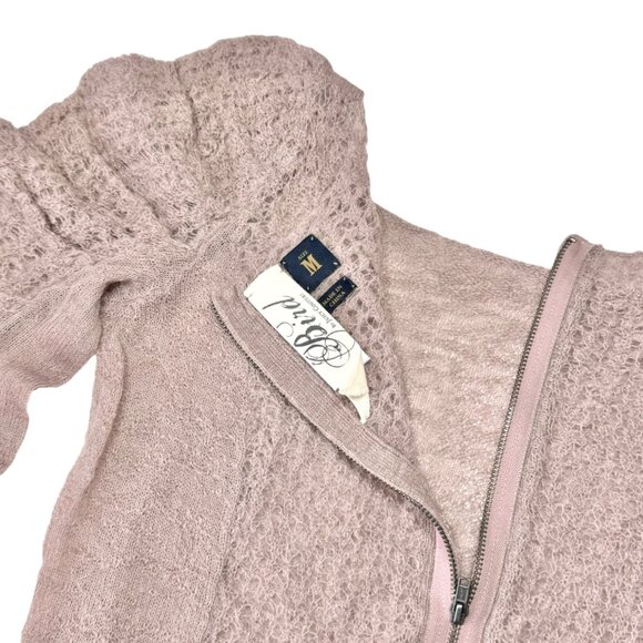 NWOT Bird by Juicy Couture Alpaca Sweater Sz M Puff Sleeve Zip Back Coquette - Picture 5 of 11